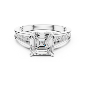 Anillo de Compromiso Unisex de Lujo con Diamante Cultivado en Laboratorio con Corte Asscher y Certificación GRA, Elaborado en Oro Blanco Sólido de 14k - Product Image 1