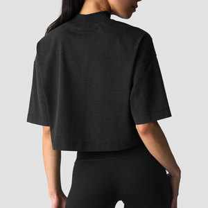 Ropa de Gimnasio, Nuevo Diseño, Camiseta Extra Grande Personalizada, Ropa de Verano para Mujer, Diseño de Cuello Alto Acanalado, Camiseta de Talla Grande al por Mayor - Product Image 2