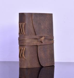 Premium Genuine Leather Journal Notebook Dark Leather Diary with Deckle Edge Handmade <b>Paper</b> and Leather Strap Lock Closure - Product Image 3