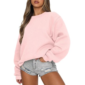 Sudadera Casual de Mujer Oversize con Cuello Redondo y Forro Polar, Color Liso, Hombro Caído, Manga Larga, Tejido de Algodón, para Otoño - Product Image 4