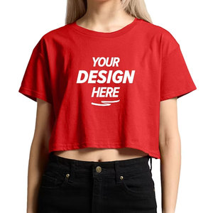 เสื้อครอปท็อปผู้หญิง แขนสั้น คอกลม ผ้าฝ้ายเรียบง่าย สไตล์ลำลอง สำหรับฤดูร้อน - Product Image 1