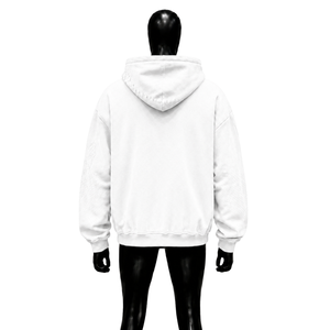 Sudadera con Capucha Blanca Texturizada con Gráficos y Letras en Grafiti Tonal, Estilo Urbano Holgado, Informal y Minimalista para Otoño - Product Image 2