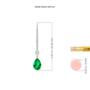 Pendientes Colgantes de Oro Blanco de 14 Quilates con Esmeralda Corte Pera y Detalles de Diamantes, Diseño de Broche de Palanca, Joyería Fina para Novia - Product Image 3
