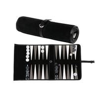 Ensemble de voyage de backgammon de luxe pliable en cuir PU, durable et abordable, avec sac enroulable, jeu de dés et pochette