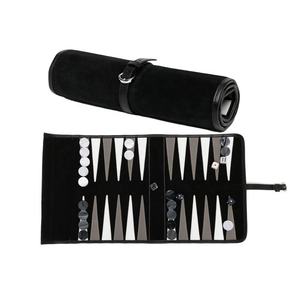 Wholesale Cheap Board Games Travel <b>Set</b> PU Leather <b>Backgammon</b> <b>Set</b> Roll-up Bag International Chess <b>Set</b> Board Game with Dice Pocket - Product Image 2