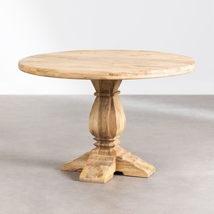 Mesa de comedor redonda de madera de mango Vandana Hexa Sierra - Product Image 4