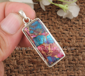 Pendentif en cuivre turquoise naturel, argent sterling 925, collier vintage unisexe fait main, style bohème - Product Image 3