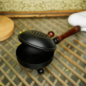 Brûleur d'encens en fer fait main avec poignée en bois, qualité supérieure, respectueux de l'environnement, accessoire décoratif spirituel pour temple - Product Image 6