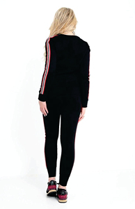 Women <b>Crop</b> Tracksuit Set Side <b>Stripes</b> Casual Athletic Wear Full Sleeve Drawstring Pants Two Piece Outfit <b>Top</b> Trending Wholesale - Product Image 3