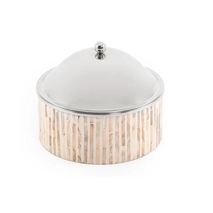 Elegante Olla de Plata para Almacenamiento de Alimentos con Diseño Clásico de Vajilla Redonda, Decoración para Servir Comida, Apta para Lavavajillas - Product Image 1
