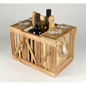 Soporte de madera vintage para botellas, estante de almacenamiento de botellas de vino para encimera de cocina, soporte de exhibición de madera rústica hecho a mano para bar en casa - Product Image 6