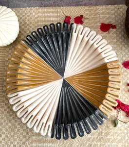 ชามหินอ่อนลายระบายทำมือ: ชามผลไม้ขอบหยัก, จานวงแหวน, ชามตกแต่งขนาดใหญ่, ของขวัญสุดพิเศษ - Product Image 1