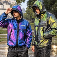 Veste à capuche personnalisée, style streetwear vintage, imperméable, changeant de couleur selon la température, fermeture éclair intégrale, veste décontractée pour homme, hiver, extérieur, tendance