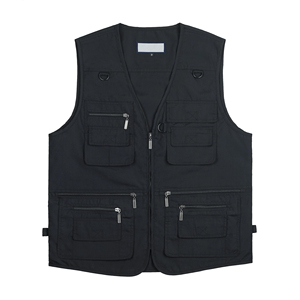Gilet en jean pour homme avec plusieurs poches, style utilitaire, veste sans manches en jean, gilet de voyage en plein air, tissu en coton durable - Product Image 1