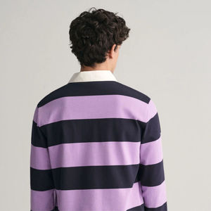 Camiseta de rugby clásica para hombre, de gran tamaño, con tela transpirable, manga larga, algodón grueso, diseño a rayas y sólido, con botones, tipo polo. - Product Image 5