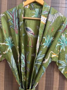 Bata Kimono de Algodón con Estampado de Selva para Mujer, Cuello en V, Cierre con Cordón, Estilo Boho Floral, Ropa de Estar por Casa, Transpirable y Ligera para Verano - Product Image 6