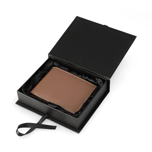 Portefeuilles courts avec broderie de logo personnalisé, haute qualité, RFID, couleur tan et noir, en cuir véritable, pour hommes, luxe, multifonctionnels, porte-cartes - Product Image 6