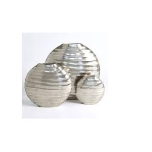 Juego de Jarrones Metálicos Plateados con Diseño Acanalado al por Mayor |   Juego de 3 Jarrones Decorativos Redondos de Aluminio |   Modernos Jarrones de Lujo para Centros de Mesa - Product Image 2