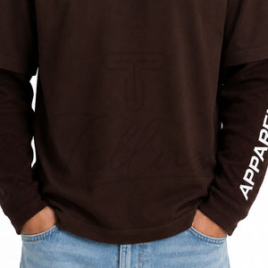 Camiseta para hombre de algodón, manga larga, color sólido, ropa masculina, manga completa - Product Image 2