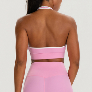 Plus Medium Support Crisscross <b>Strap</b> Solid V-Neck Sports <b>Bra</b> Front for Gym Running-Quick Dry Breathable Four-Way Stretch - Product Image 2
