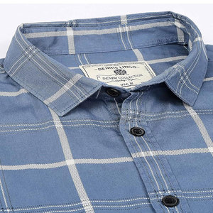 Camisa de manga larga a cuadros de diseñador de calidad superior para hombre Polo ajustado de manga larga con cuello levantado hecho de algodón - Product Image 5