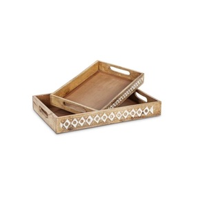 Bandeja de Madera Rústica Hecha a Mano con Asas para Servir Desayuno, Café, Té y Comida - Product Image 3