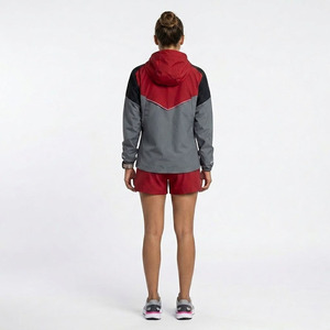 Men's Color Block Red Grey <b>Black</b> 3-Piece Hooded <b>Windbreaker</b> Jacket Shorts T-Shirt Lightweight Nylon Athletic Sportswear Training - Product Image 4