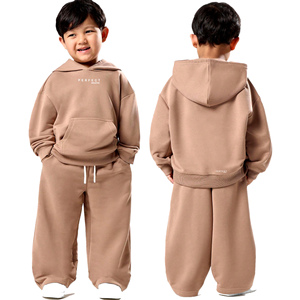 Conjunto de pantalones cargo para niños, sudadera y pantalones deportivos, conjunto con logo personalizado, pantalón cargo, sudadera con cuello redondo, conjunto de chándal de algodón y felpa. - Product Image 4