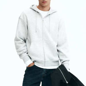 เสื้อแจ็คเก็ตมีฮู้ดแบบซิปเต็มตัว ขอบเอวยางยืดแบบกว้างพิเศษ ทรงคลาสสิกสำหรับผู้ชาย บุหนาด้วยผ้าฝ้ายผสมอย่างดี - Product Image 4