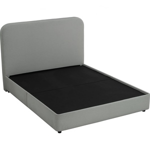Modern Queen Size Upholstered Platform <b>Bed</b> with Plush <b>Cushion</b> Headboard Minimalist Light Gray Fabric Frame for Master Bedroom - Product Image 3