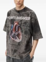 T-shirt décontracté pour homme à col rond et manches courtes, imprimé abstrait, coupe ample, 100 % coton, tissu jersey respirant et écologique