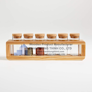Étagère à épices en bois de haute qualité, organisateur multi-niveaux pour le rangement de cuisine, avec plusieurs épices présentées, fabriqué au Vietnam - Product Image 3