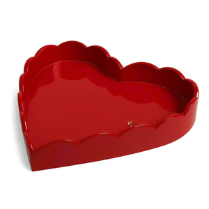 Elegant Heart-Shaped <b>Lacquerware</b> Tray High Gloss Finish Scallop Edge Serving Dish Jewelry Tray for Living Room Perfect Tableware - Product Image 3
