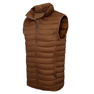 GENERSA SPORTS Gilet matelassé d'hiver pour homme, col montant, marron uni, fermeture éclair, coupe-vent, décontracté, vêtement d'extérieur, écologique 100% - Product Image 4
