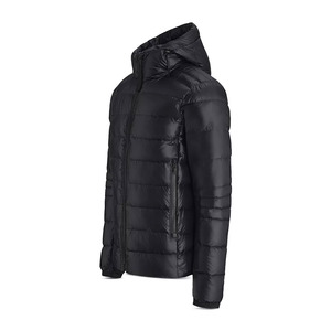 Veste matelassée à capuche noire pour homme, col montant, fermeture éclair, coupe-vent, décontractée, hiver, coupe ajustée, 100% polyester, rembourrage en duvet - Product Image 3