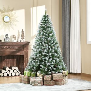 Albero di Natale Artificiale Innevato da 210 cm con 61 Pigne e 800 Punte in PE, con Cerniere e Rami a Forma di Abete - Product Image 2