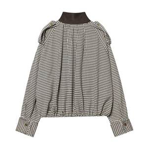Abrigo de piloto a cuadros de la nueva serie de moda primavera 2026 para mujer, estilo vintage, manga larga, prenda exterior femenina, sobrecamisa elegante - Product Image 5