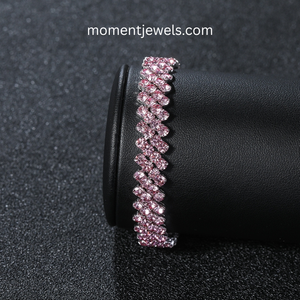 <b>Silver</b> Plated Mariner Chain <b>Bracelet</b> for Women Elegant Rhinestone Inlay Geometric Bangle Wedding Jewelry 17g - Product Image 5
