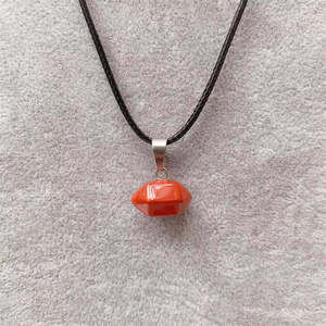 Natural Crystal Pendant Necklace with 19-Inch Leather <b>Rope</b> <b>Chain</b> for Men and Boys - Product Image 6