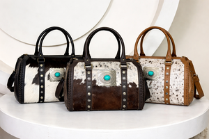 Sac de voyage Speedy en cuir de vachette à poils, avec détails Concho, grande capacité, prix usine, exposition de mars - Product Image 4