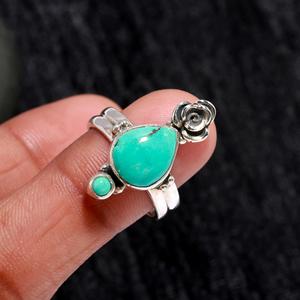 Handcrafted Fine Jewelry Wedding Wholesale 925 Silver <b>Ring</b> Authentic Design with <b>Turquoise</b> Stone Pear Cut Bezel Setting Gemstone - Product Image 3