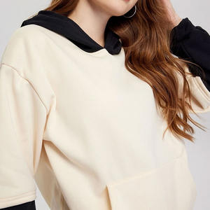 Sudaderas con capucha de alta calidad con logotipo personalizado para mujer / Sudaderas con capucha de talla grande para mujer con hombros caídos al por mayor y en oferta - Product Image 5