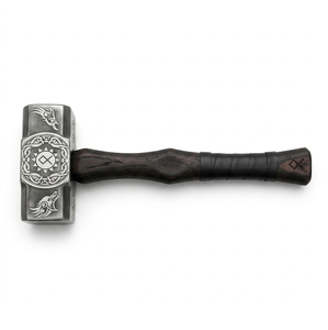 ค้อนช่างยี่ห้อ MS Enterprises ทำด้วยมือ ลายสลักแบบไวกิ้ง ทำจากเหล็กกล้าคาร์บอนเกรดอุตสาหกรรม หน้าตัดทรงสี่เหลี่ยมผืนผ้า ด้ามจับแบบมีพื้นผิว - Product Image 1