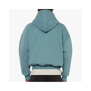 Sweat à capuche épais pour homme, coupe ample, épaules tombantes, zippé, double fermeture éclair, imperméable, polyester/coton, hiver - Product Image 2