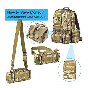 Sac à dos tactique camouflage en nylon avec cadre interne, système MOLLE, sangles réglables, 36-56L, pour trekking, unisexe - Product Image 4