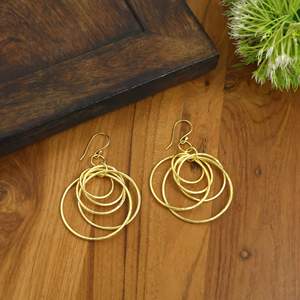 Pendientes Colgantes de Latón con Múltiples Círculos para Mujer, Pendientes de Aro Geométricos Dorados, Joyería de Moda, Fabricante OEM ODM - Product Image 4
