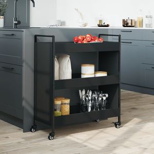 Carrello cucina in legno ingegnerizzato nero 27.6 "x 11.8" x 32.3 "isole cucina e carrelli - Product Image 4
