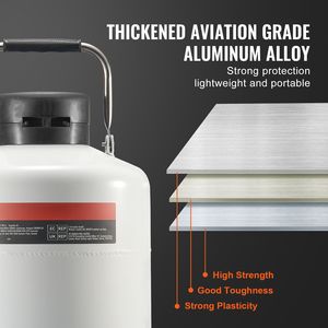 Contenitore per Azoto Liquido in Lega di Alluminio da 6 L, 6 Cilindri da Laboratorio, Dewar per Stoccaggio Criogenico con Borsa per il Trasporto - Product Image 3