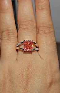 Sparkly Lab Grown Fancy Pink 2.01CT Radiant Cut <b>Ring</b> For Women's 14K Solid Gold Anniversary Promise Gift For Lovers - Product Image 6