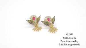 11442Kundan Eagle <b>earrings</b> Fine <b>Stud</b> <b>Earrings</b> Rose plated Cubic Zirconia stone ethnic <b>stud</b> Bird Ear Jewelry for Party Wedding - Product Image 3